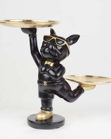 CTS202317A / BLACK CUTE BULLDOG WITH TRAYS