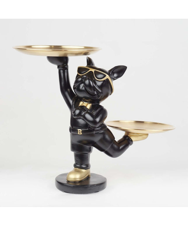 CTS202317A / BLACK CUTE BULLDOG WITH TRAYS