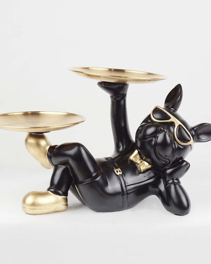CTS202318A / BLACK CUTE BULLDOG WITH TRAYS