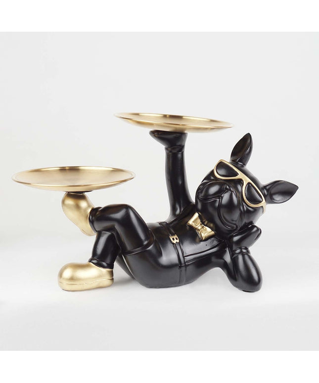 CTS202318A / BLACK CUTE BULLDOG WITH TRAYS