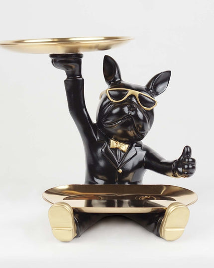CTS202320A / BLACK CUTE BULLDOG WITH TRAY