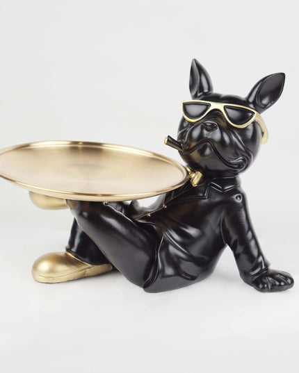 CTS202323A / BLACK CUTE BULLDOG WITH TRAY