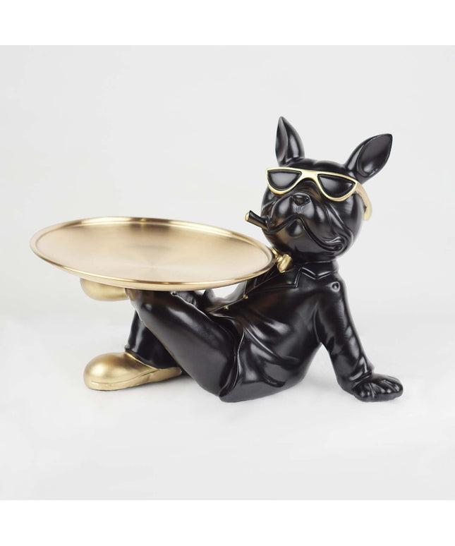 CTS202323A / BLACK CUTE BULLDOG WITH TRAY