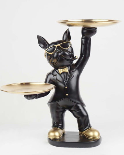 CTS202321A / BLACK CUTE BULLDOG WITH TRAYS