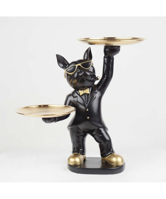 CTS202321A / BLACK CUTE BULLDOG WITH TRAYS