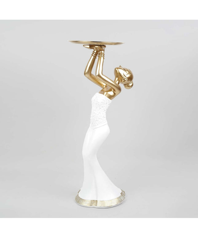 CTS202404W / White STANDING GIRL HOLD TRAY