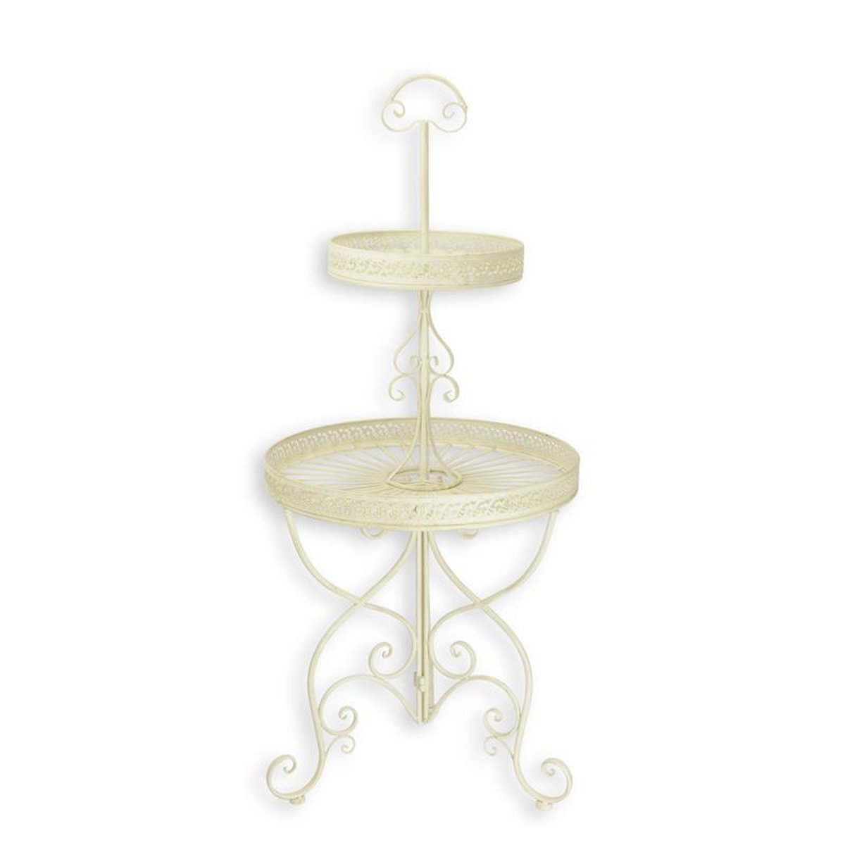 A 2-TIER ROUND IRON ETAGÈRE - WHITE