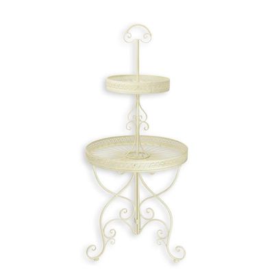 A 2-TIER ROUND IRON ETAGÈRE - WHITE