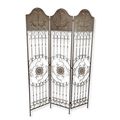 A 3 PANEL IRON PARAVENT - BROWN