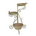 A 3-TIER IRON BIRDFEEDER, -BATH & PLANTSTAND