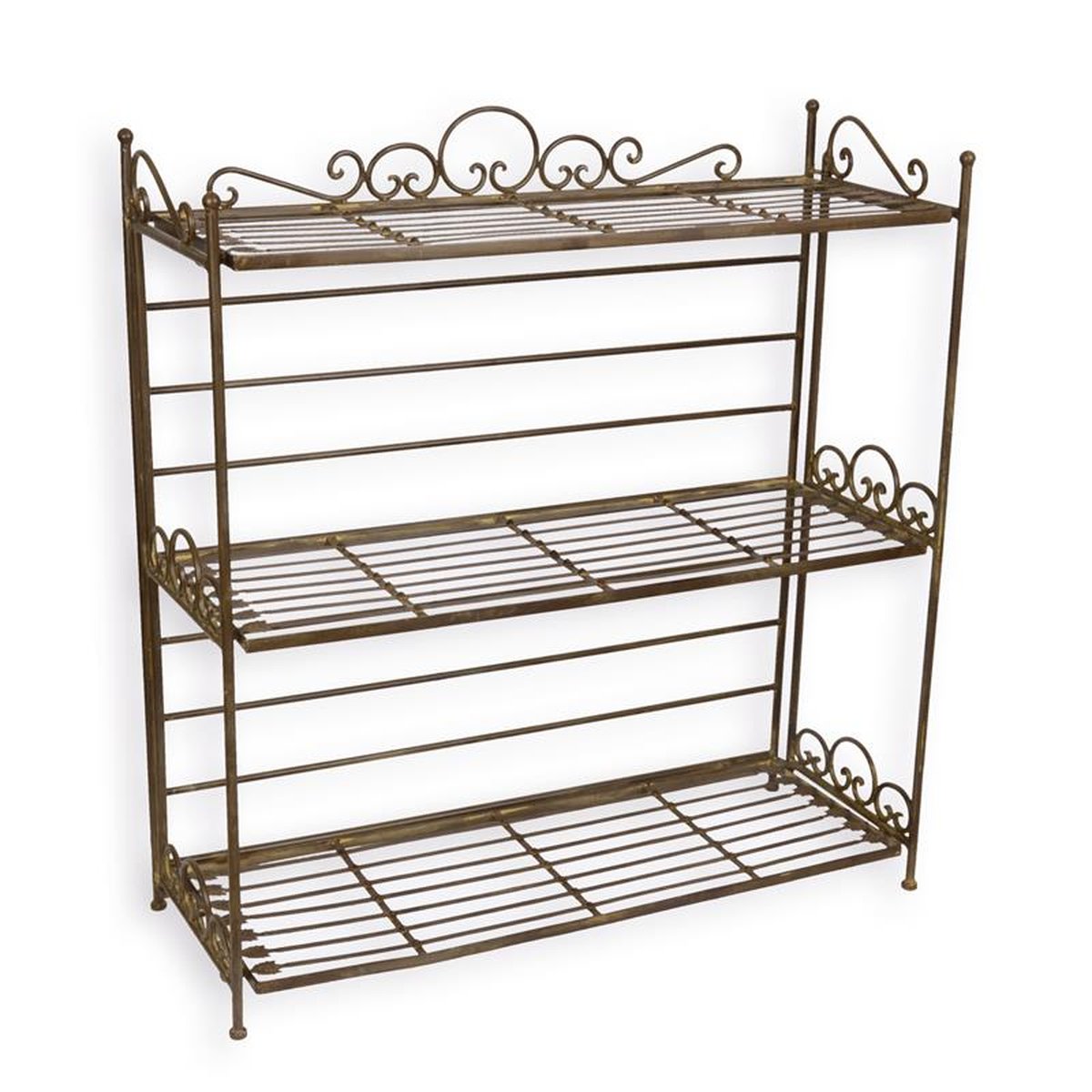 A 3 TIER IRON ETAGERE - BROWN