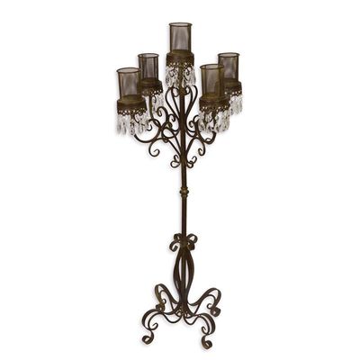 A 5-LIGHT CANDLE HOLDER - BROWN