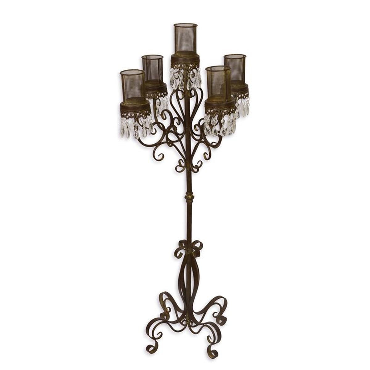 A 5-LIGHT CANDLE HOLDER - BROWN