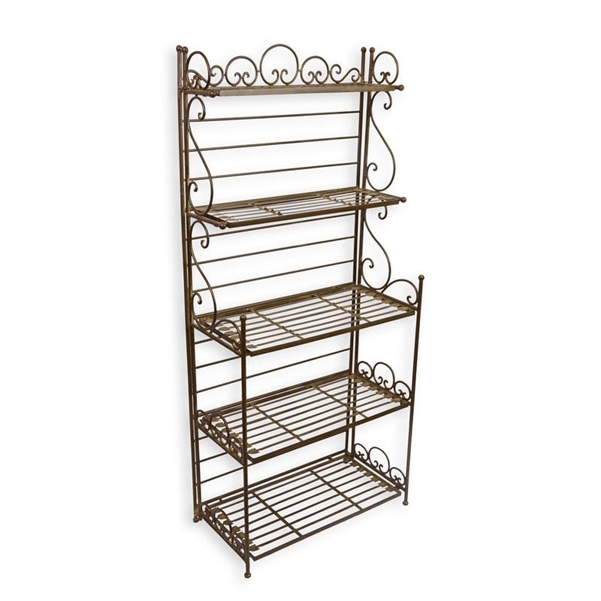 A 5 TIER IRON ETAGERE - BROWN