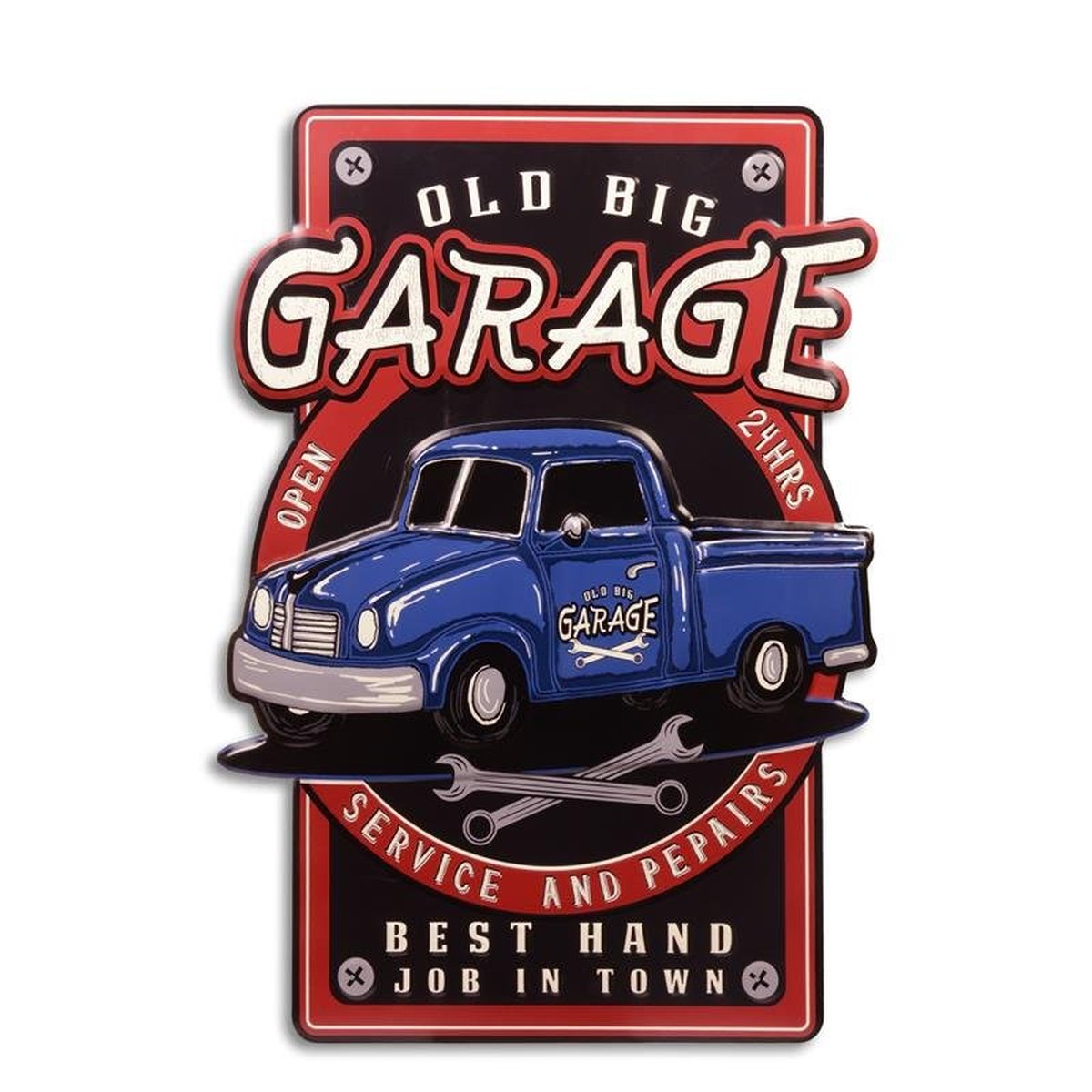 A BIG TIN PLATE OLD BIG GARAGE""