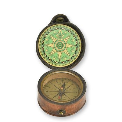 A BRASS COMPASS IN PU CASING