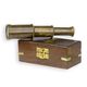 A BRASS MONOCULAR IN WOODEN BOX