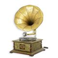 A BRASS MOUNTED SQUARE GRAMOPHONE