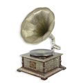 A BRASS MOUNTED SQUARE GRAMOPHONE