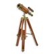 A BRASS TELESCOPE WITH WOODEN STAND