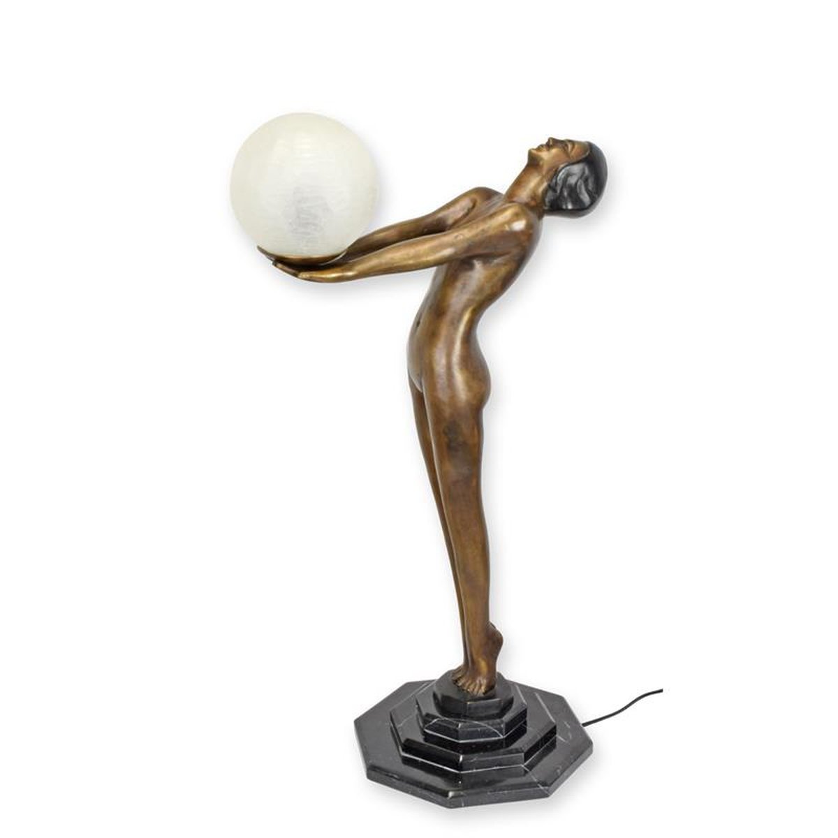 A BRONZE ART DECO FIGURAL LAMP