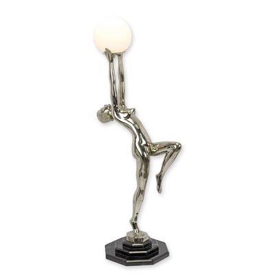 A BRONZE ART DECO FIGURAL LAMP