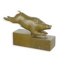 A BRONZE ART DECO SCULPTURE OF A BOAR