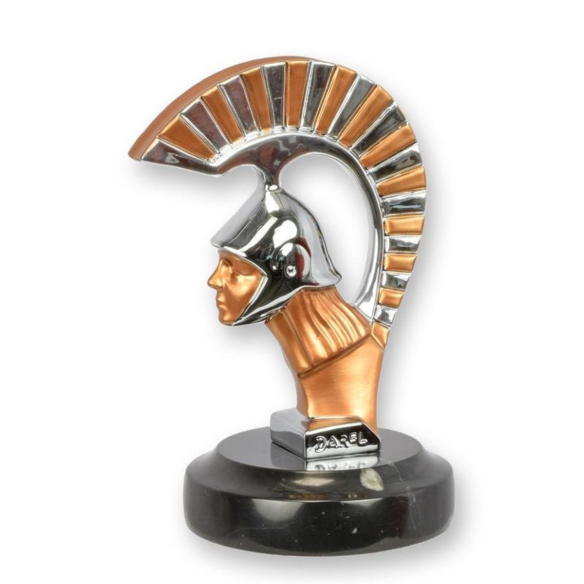 A BRONZE ART DECO SPARTAN CAR MASCOT - SILVER PLATED