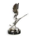 A BRONZE ART DECO STORK CAR MASCOT ANTIQUE SILVER