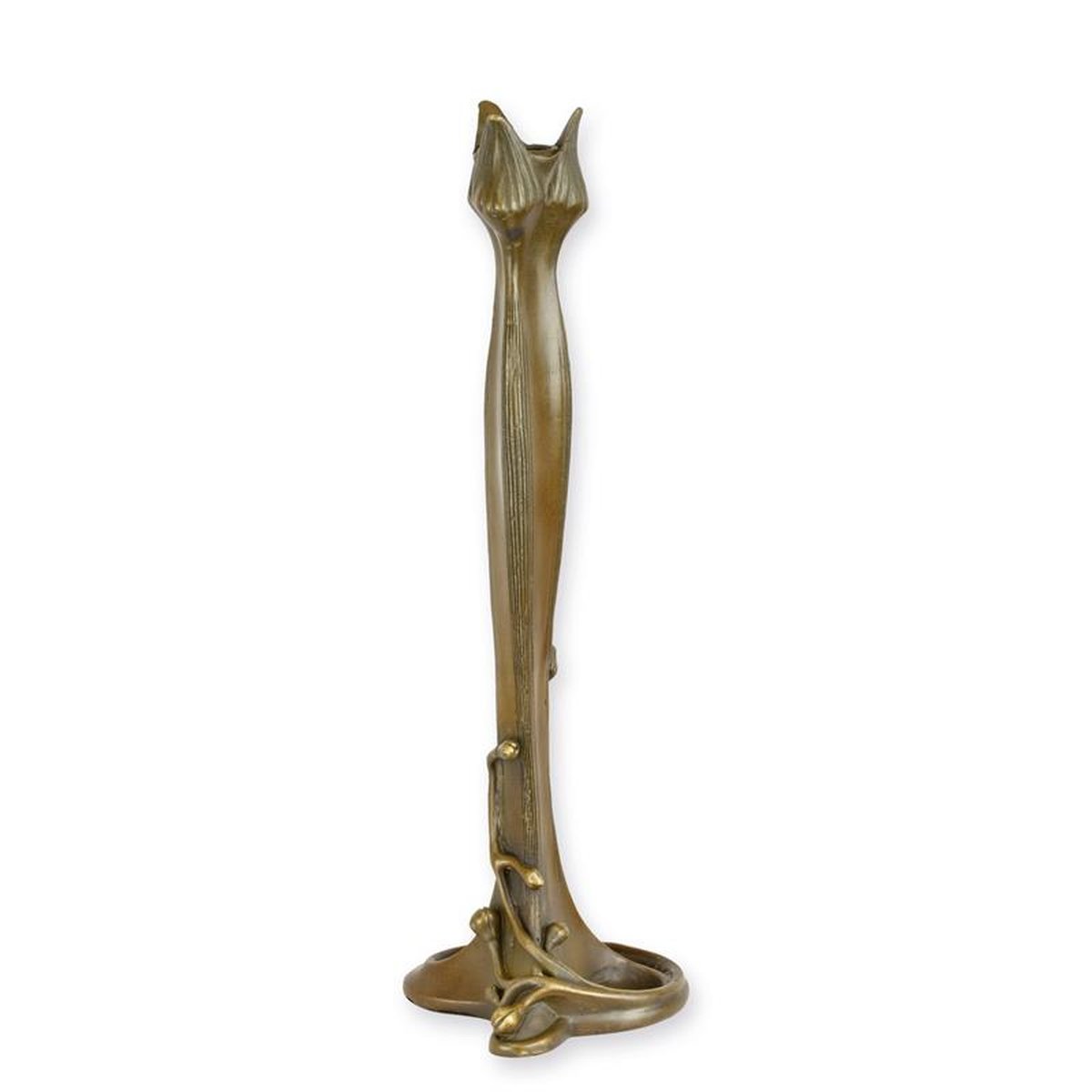 A BRONZE ART NOUVEAU CANDLESTICK