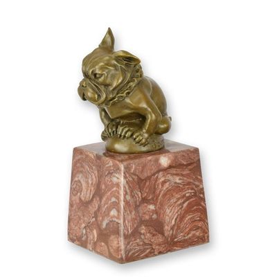 A BRONZE BULLDOG CAR MASCOT