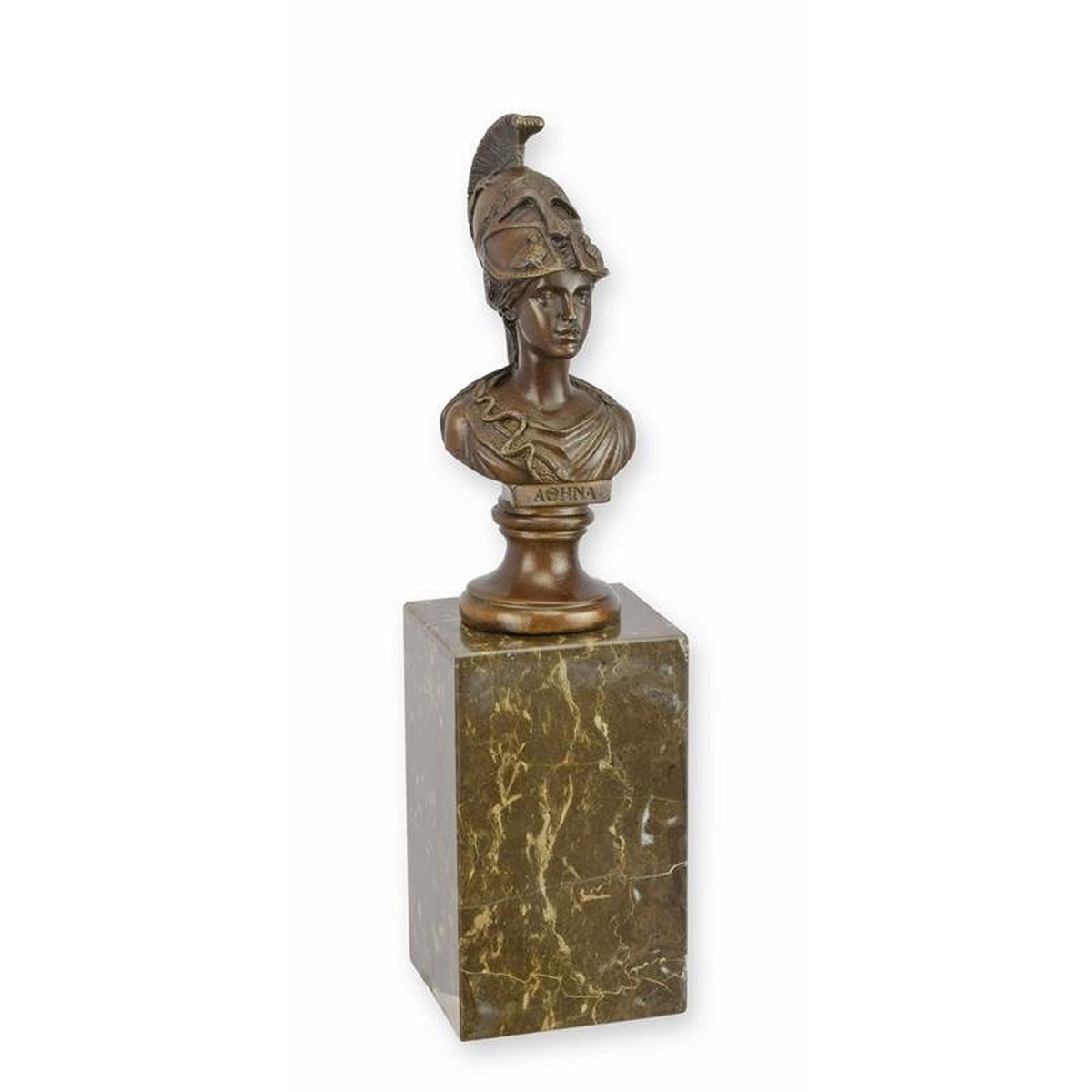A BRONZE BUST OF ATHENA