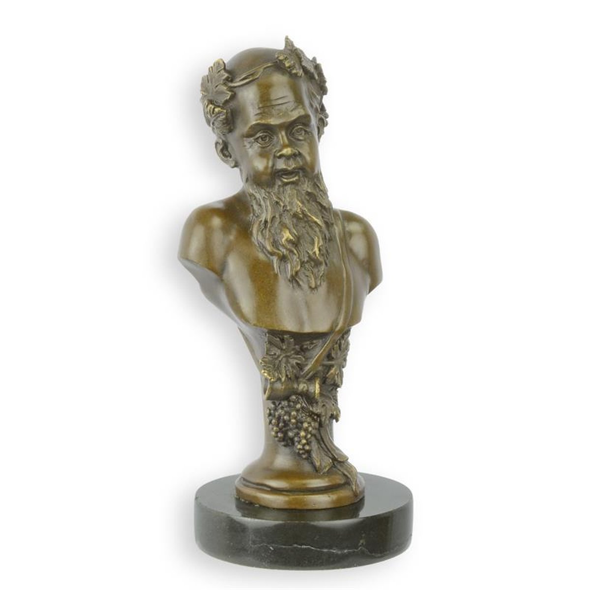 A BRONZE BUST OF BACCHUS