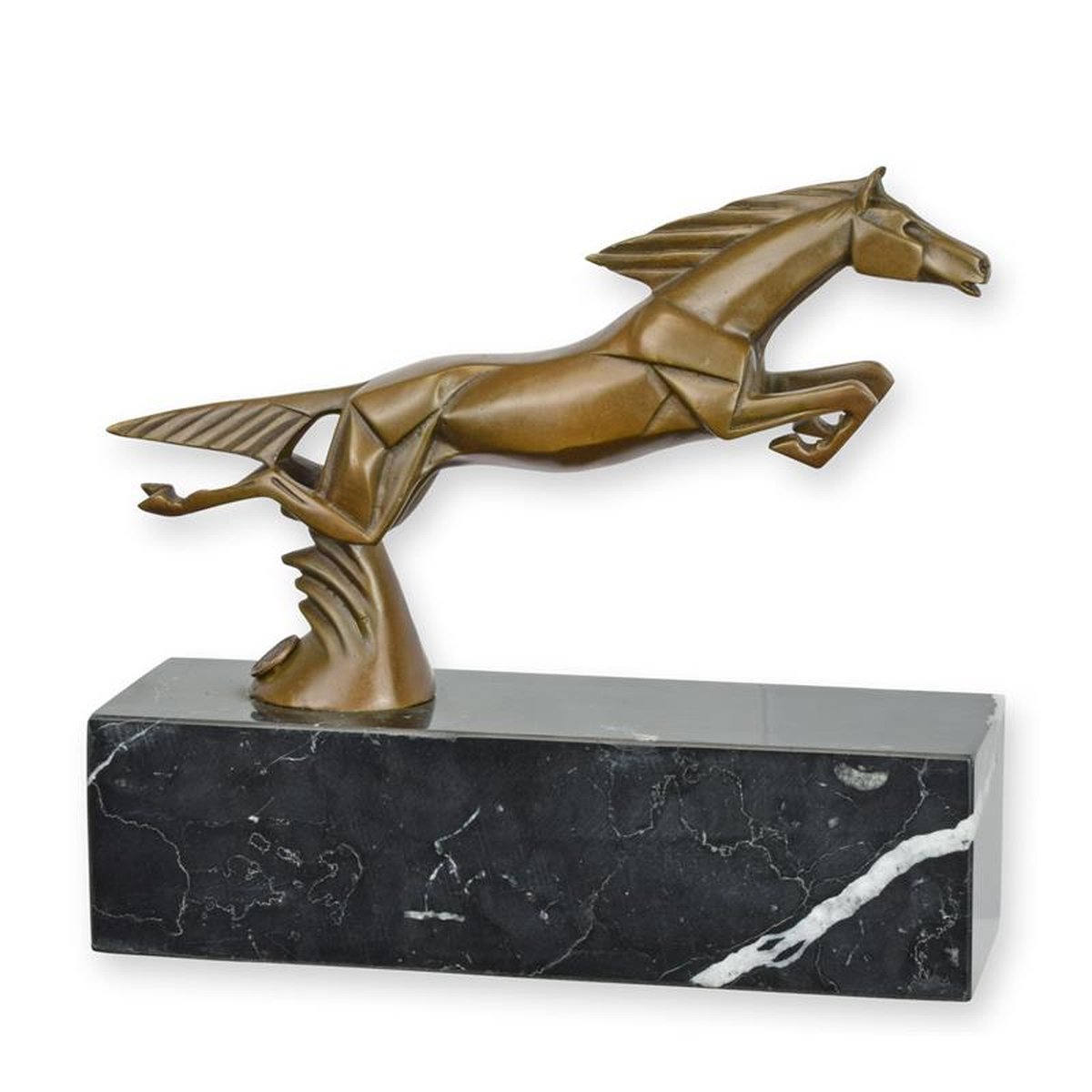 A BRONZE CAR MASCOTTE OF A HORSE