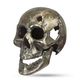 A BRONZE COLOURED CAST IRON SKULL