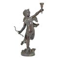 A BRONZE CUPID CANDLE HOLDER