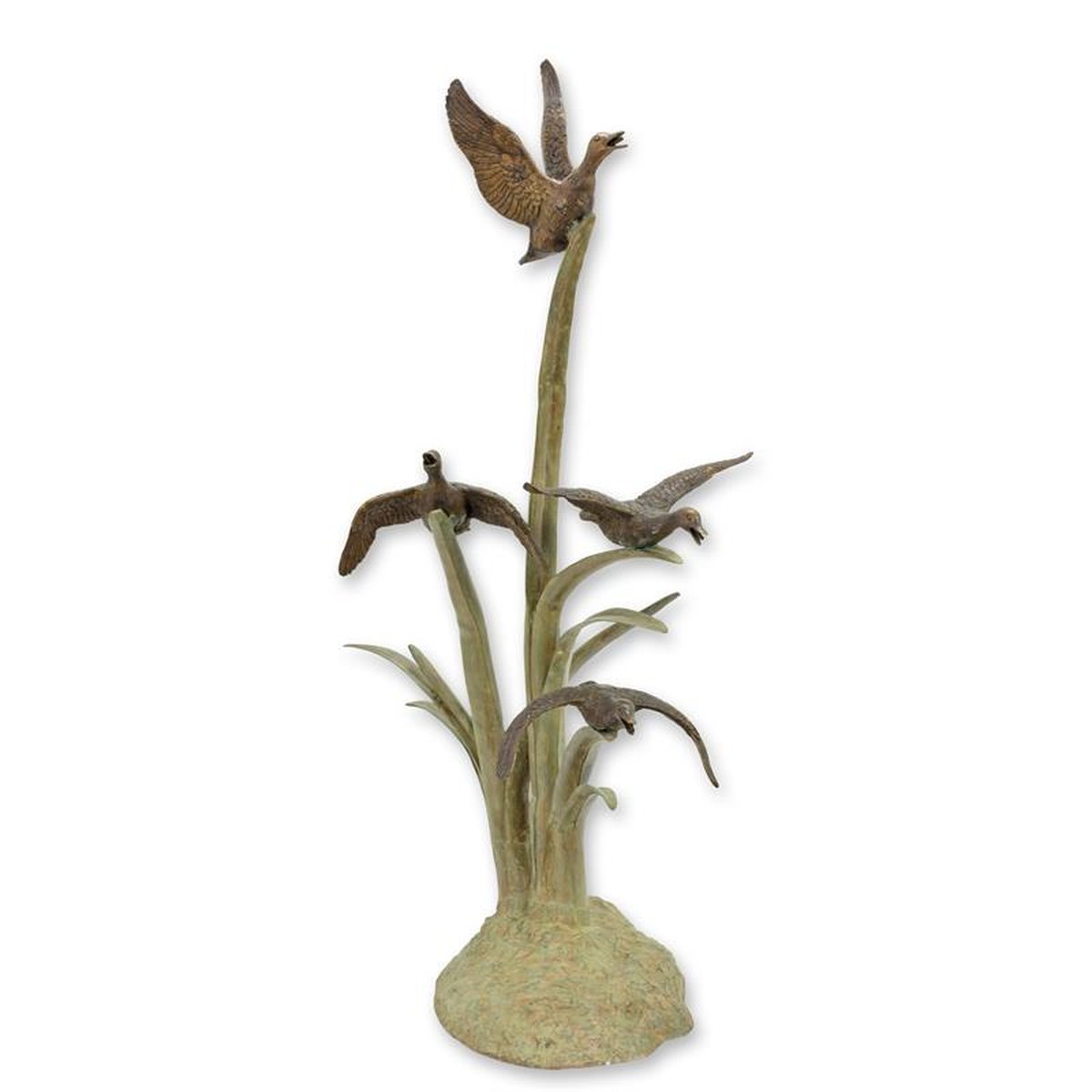 A BRONZE DUCKS IN FLIGHT FOUNTAIN