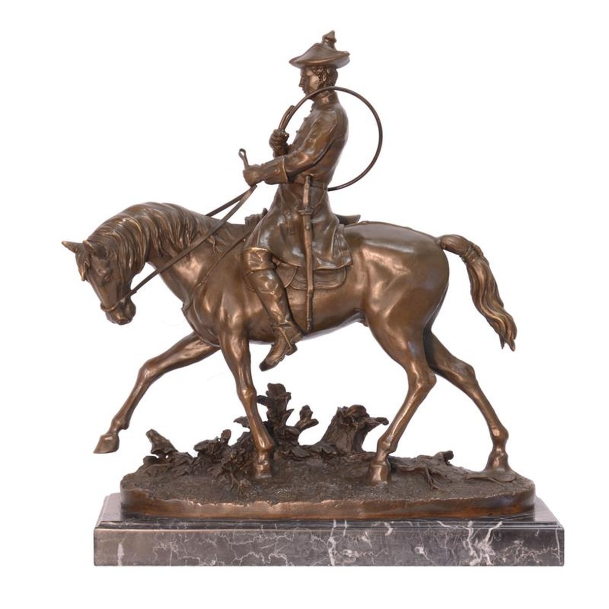 A BRONZE EQUESTRIAN STATUE OF LOUIS XV