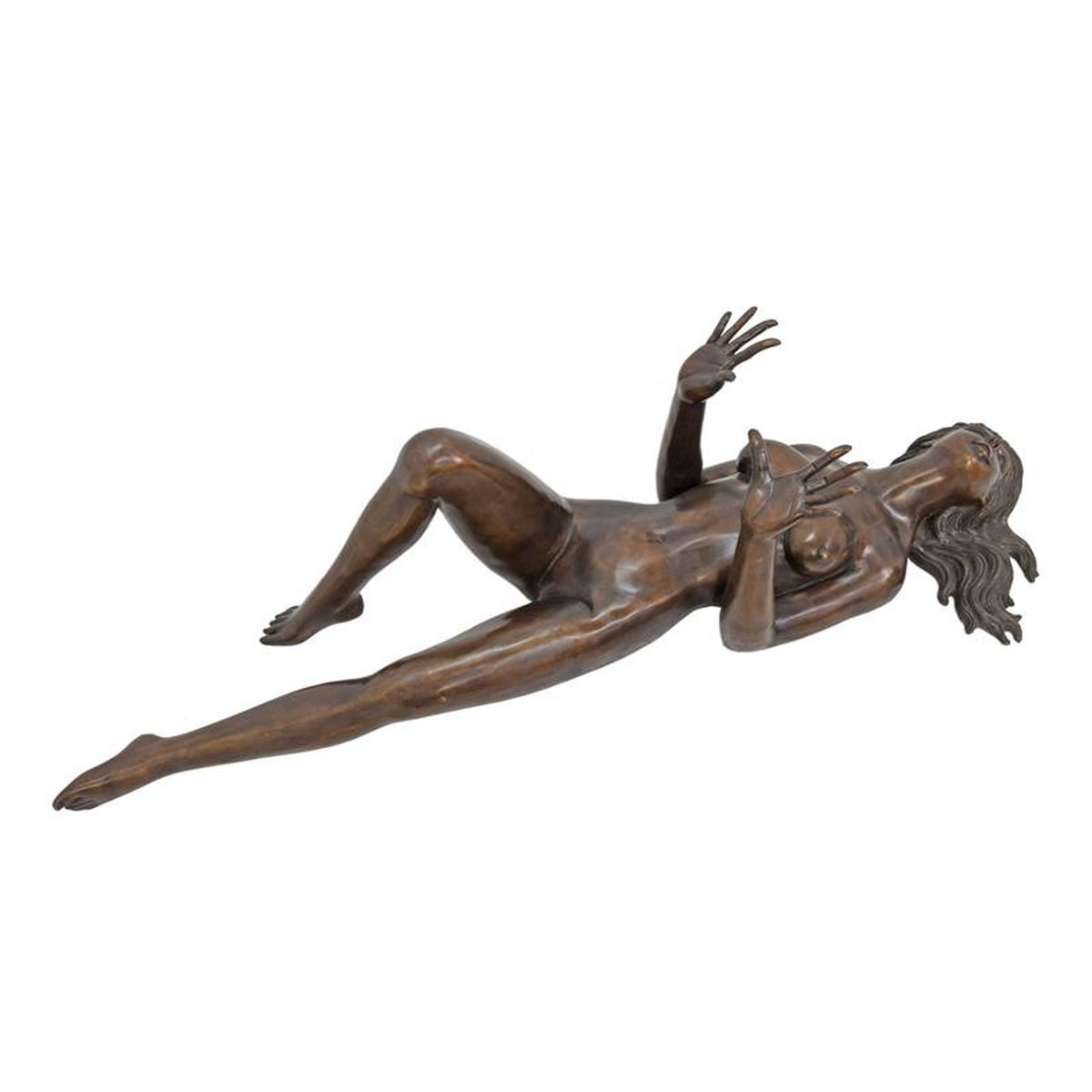 A BRONZE FEMALE NUDE SHAPED TABLE BASE