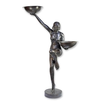 A BRONZE FIGURAL ART DECO FOUNTAIN