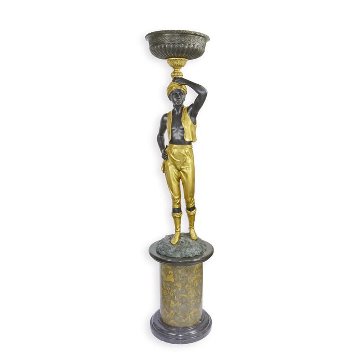 A BRONZE FIGURAL PLANTER OF A BLACKAMOOR