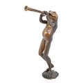 A BRONZE FOUNTAIN OF A FROG PLAYING FLUTE