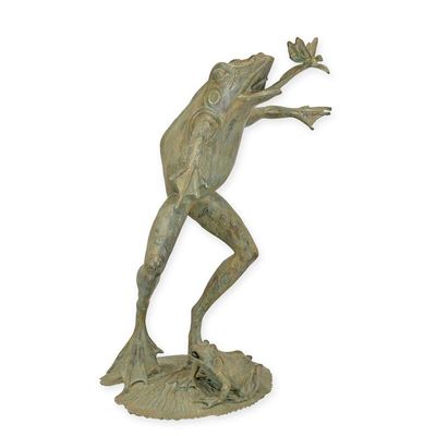 A BRONZE FROG FOUNTAIN