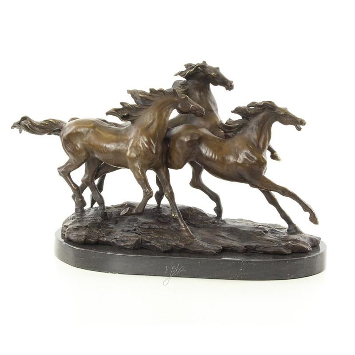 A BRONZE GROUP OF 3 GALLOPING HORSES