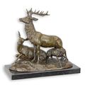 A BRONZE GROUP OF A DEER FAMILY