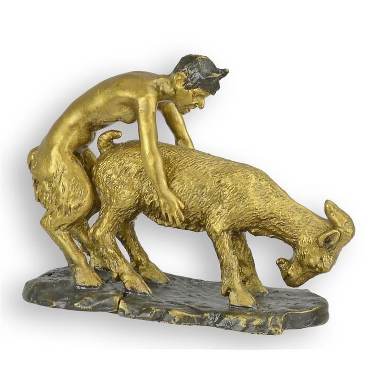 A BRONZE GROUP OF A FAUN AND GOAT