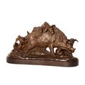 A BRONZE GROUP OF HOUNDS ATTACKING A WILD BOAR