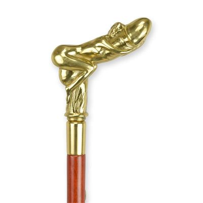 A BRONZE-HANDLED WALKING STICK