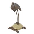 A BRONZE HERON AND TORTOISE FOUNTAIN