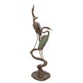 A BRONZE HERON FOUNTAIN